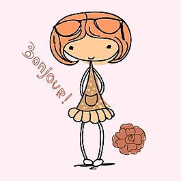 印花矢量圖 T恤圖案 圖文結(jié)合 人物 女孩 免費(fèi)素材