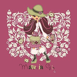 印花矢量圖 T恤圖案 圖文結(jié)合 人物 女孩 免費素材