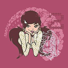 印花矢量圖 T恤圖案 圖文結(jié)合 人物 女孩 免費(fèi)素材