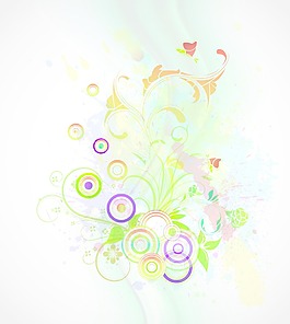 水彩花卉背景矢量插畫
