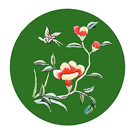 繡花 中國風 植物 花朵 免費素材