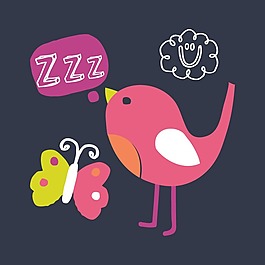 印花矢量圖 T恤圖案 圖文結(jié)合 卡通動物 鳥 免費素材