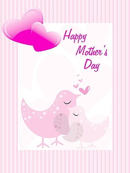 條紋線背景的母親節(jié)賀卡
