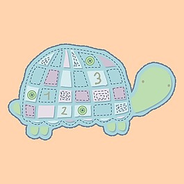 印花矢量圖 T恤圖案 卡通動物 烏龜 色彩 免費素材