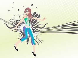 在復(fù)古背景的舞者