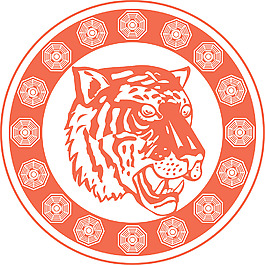 老虎面对前面的装饰环境头