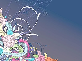 復(fù)古花卉背景矢量插畫