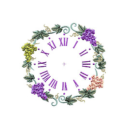 绣花 钟 数字 植物 花朵 免费素材