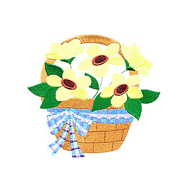 绣花 植物 花朵 生活元素 花篮 免费素材