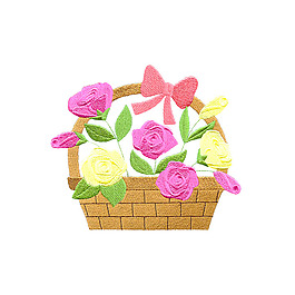 绣花 植物 花朵 生活元素 花篮 免费素材