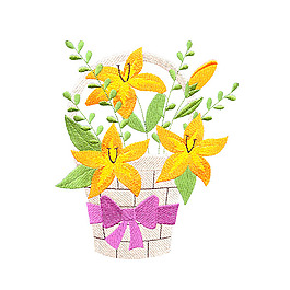 绣花 植物 花朵 生活元素 花篮 免费素材