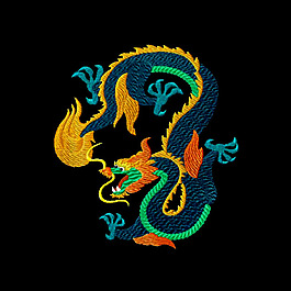 绣花 十二生肖 动物 龙 免费素材
