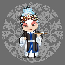 印花矢量圖 T恤圖案 圖文結(jié)合 國粹 京劇 免費(fèi)素材