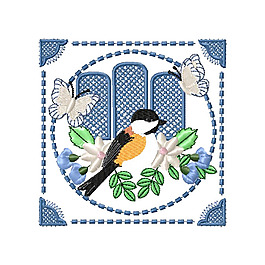 繡花 動物 鳥 植物 花朵 免費素材
