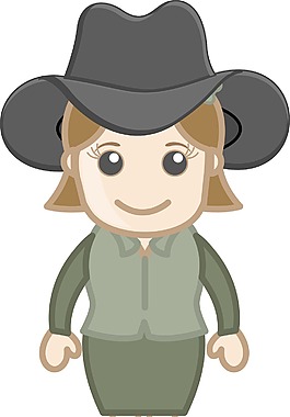 女牛仔矢量字符的卡通插畫
