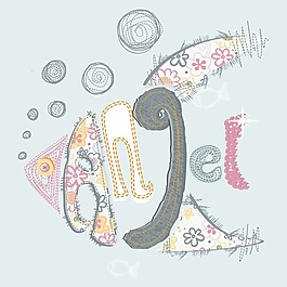 印花矢量圖 T恤圖案 圖文結(jié)合 動物 魚 免費素材