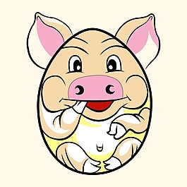 印花矢量圖 可愛卡通 卡通動物 十二生肖 豬 免費素材