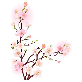 矢量圖 植物 寫意花卉 花朵 桃花 免費素材