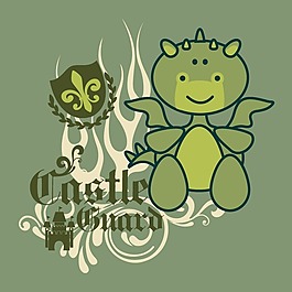 印花矢量图 可爱卡通 卡通动物 龙 文字 免费素材
