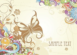 矢量古董五顏六色的花的背景