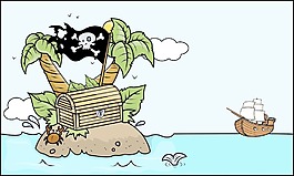 舊熱帶寶島-卡通插畫矢量