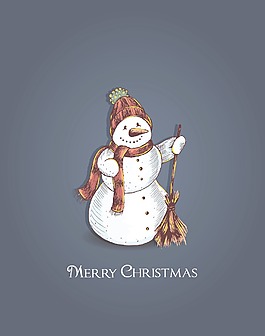 圣誕節(jié)插畫矢量與雪人