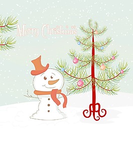 圣誕節(jié)背景矢量與雪人