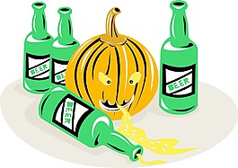 啤酒瓶和南瓜