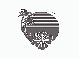 老式的日落背景與棕櫚樹