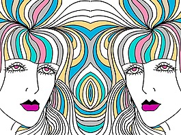 女人的臉矢量插畫摘要素描