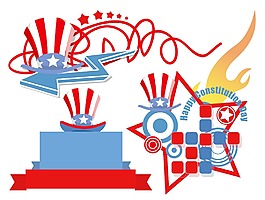 摘要美國憲法日主題矢量插圖