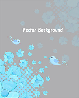 藍色的花鳥背景