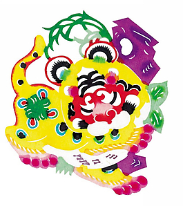 萌獅子剪紙