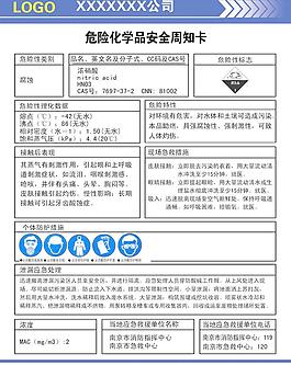 化工危險品安全周知卡