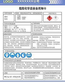 化工危險品安全周知卡