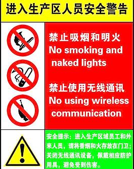 生產區域安全警告