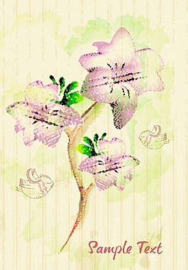 五顏六色的花卉矢量插畫的鳥