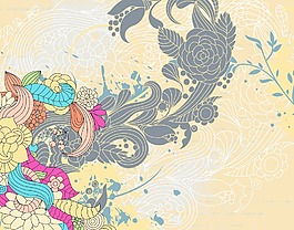 復古花卉背景矢量插畫
