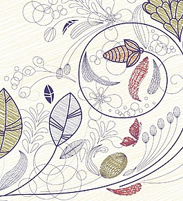 涂鴉花卉背景矢量插畫