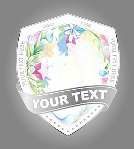 花卉矢量插畫盾