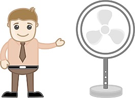 復(fù)古臺(tái)扇辦公人物插畫矢量