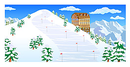 冬季雪景風(fēng)景插畫(huà)