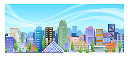 都市建筑风景插画