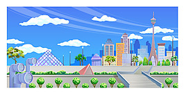 建筑景觀風(fēng)景插畫(huà)
