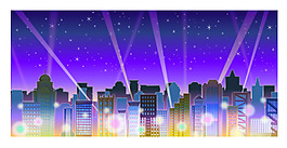 城市夜景建筑風(fēng)景插畫