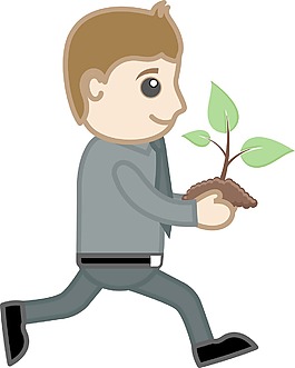 運行保持寶寶植物矢量字符的卡通插畫