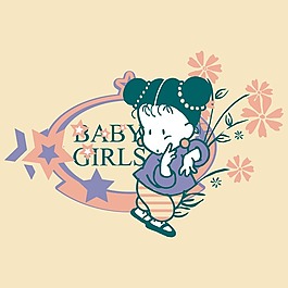印花矢量圖 T恤圖案 圖文結(jié)合 人物 女孩 免費素材