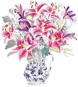 位圖 植物 寫(xiě)意花卉 花朵 百合 免費(fèi)素材