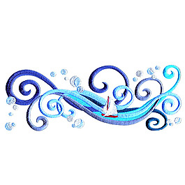 繡花 花紋 帆船 海浪 嬰童裝 免費素材