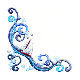 繡花 花紋 帆船 海浪 嬰童裝 免費素材